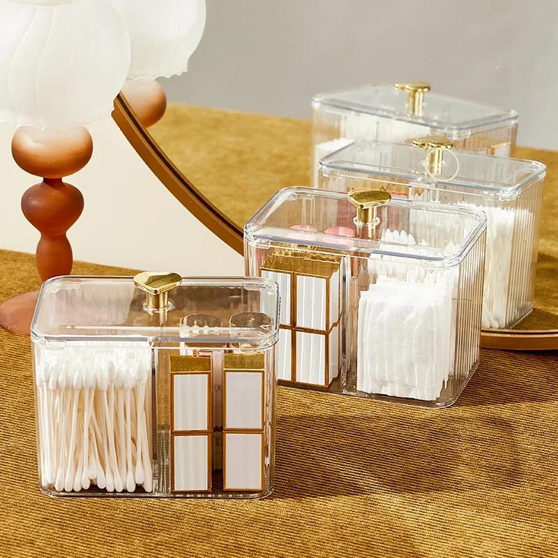 Acrylic Swabs Cosmetic Organizer Storage Box Desktop Dust-Proof Makeup Removal Cotton Lipstick Cosmetics Organization Holder