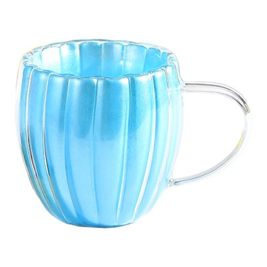 

Скляна кружка з подвійними стінками з ручкою, термостійка, 200 мл, мила чашка у формі гарбуза для кави, чаю, молока, домашнього офісного декору 200ML синій