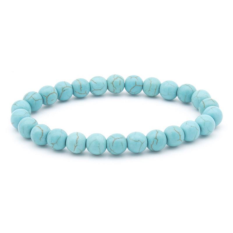 New European & American Style Cross Bracelet, 8MM Natural Stone Beaded Fashion Accessory