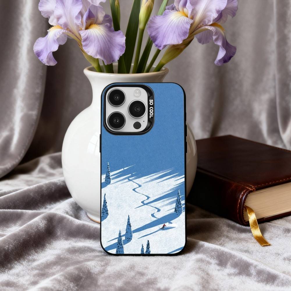 S-Schneeberg S-Skifahren Ski Handyhülle Für iPhone17,16,15,14,13,12,11 Plus,Pro Max Schwarz Candy Silber Beschichtet Hülle