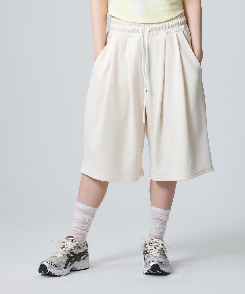 UNKNOWN PLANET Daily Wide Sweatshirt Shorts Pants Ivory