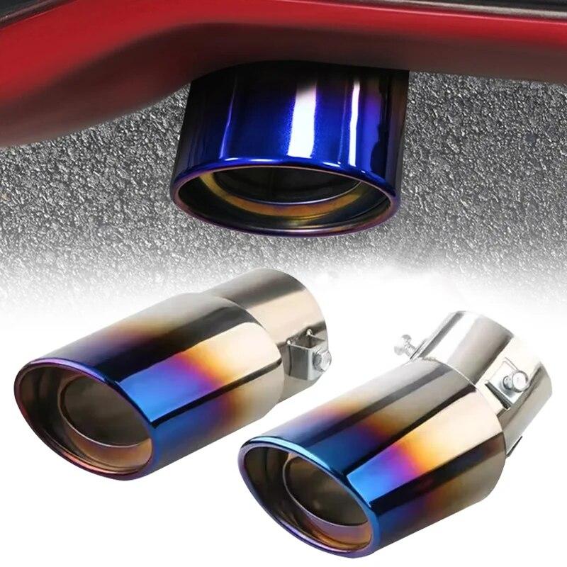 Car Exterior Parts Car Exhaust Muffler Tip Stainless Steel Round Pipe Silver Black Straight Bent Exhaust Tail Muffler Tip Pipe
