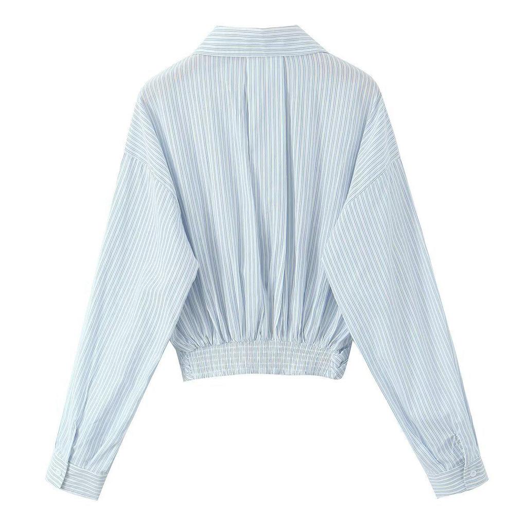 2025 Spring Women's European & American Striped High-Waisted Shirt with Shorts/Skirt Combo