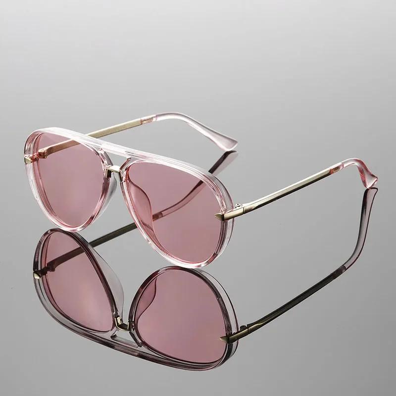 New Vintage Pilot Sunglasses Women Fashion Double Bridge Candy Color Sun Glasses Trendy Brand Design Korean Style Shades