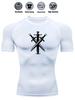 Men's Compression Shirt Quick Dry Navy Blue Gym T-Shirt Three Crossed Swords Print Workout Sportswear