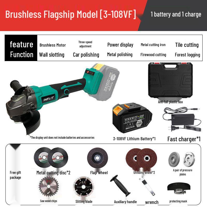 Universal Brushless Rechargeable Angle Grinder and Sander with Lithium Battery