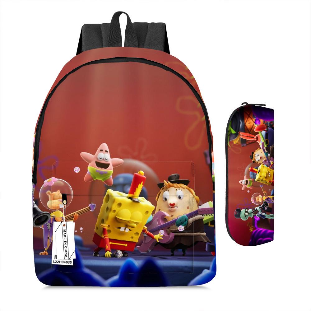 Spongebob Squarepants Children'S School Bag Male And Female Students Backpack Kindergarten Cute Cartoon Backpack Pencil Bag