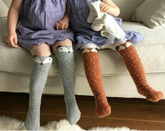 Animal Print Knee High Baby Girls Socks Anti Slip Cartoon Cat Leg Warmers Infant Baby Long Socks Cotton Newborn Baby Boy Socks