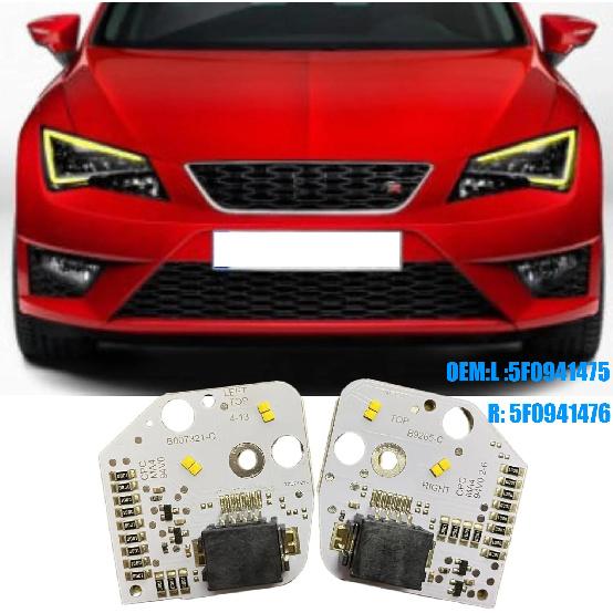

For Seat Leon Cupra 5F Mk3 2013-2016 Headlight LED Module DRL Module Daytime Running Light Replace Angel Eye 5F0941475/5F0941476 светло-желтый