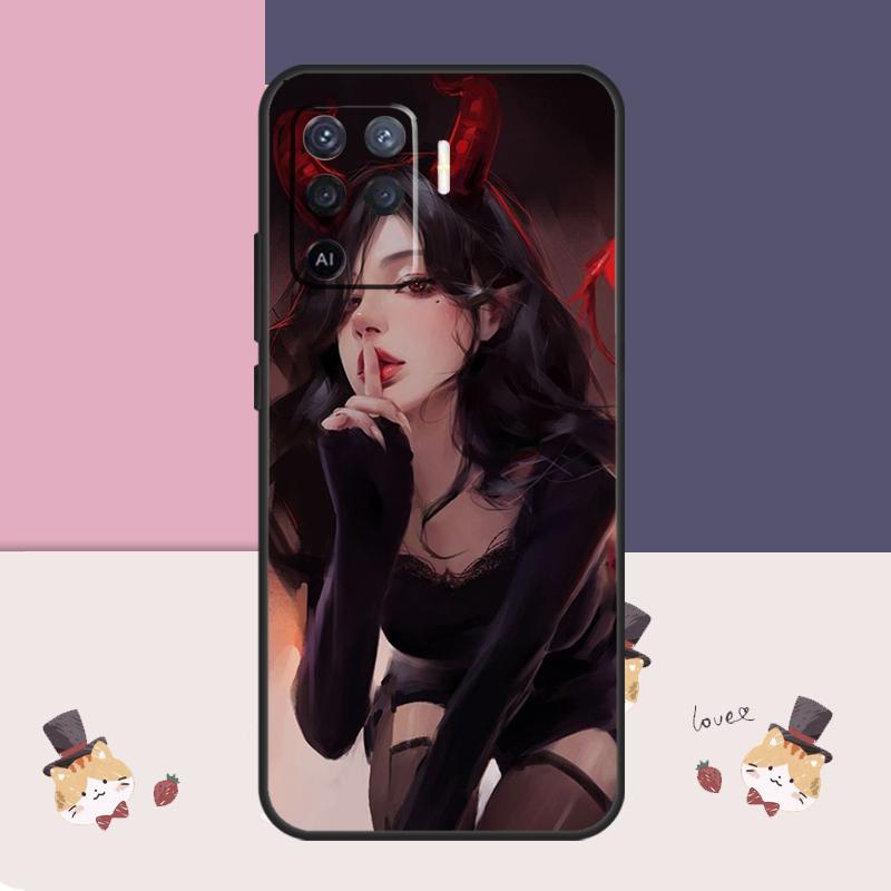 Aesthetic Devil Woman Bad Girl Case For Oppo A94 A74 A54 A18 A38 A58 A78 A98 A80 A60 A40 A96 A76 A16 A15 A17 A57 A77 A5 Pro