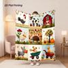 Pastoral Farm Animal Patchwork Cover Blanket Soft Warm Blanket Containing Chicken, Cow, Rabbit, Donkey and Other Farm Animals