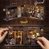 Moin Moin Dollhouse Scale Miniature Handmade Kit Set Front Opens Magic Coffee Cafe Coffee Shop Real Retro Antique LED Light Acrylic Case 2501dh443