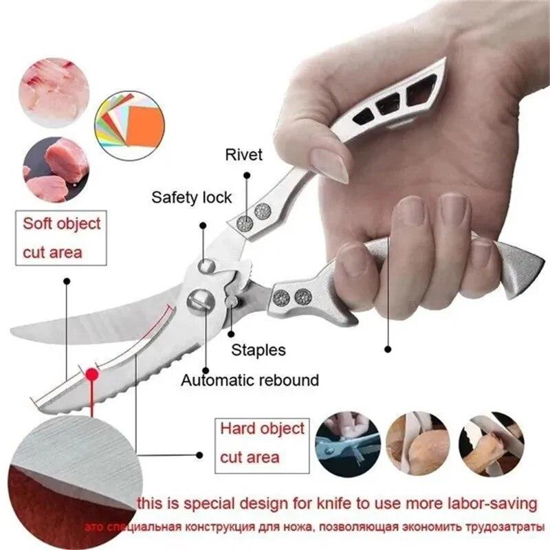 Upgrade Multi-purpose Kitchen Scissors Powerful Chicken Bone Scissors Large Household Food Scissors Stainless Kitchen Knife