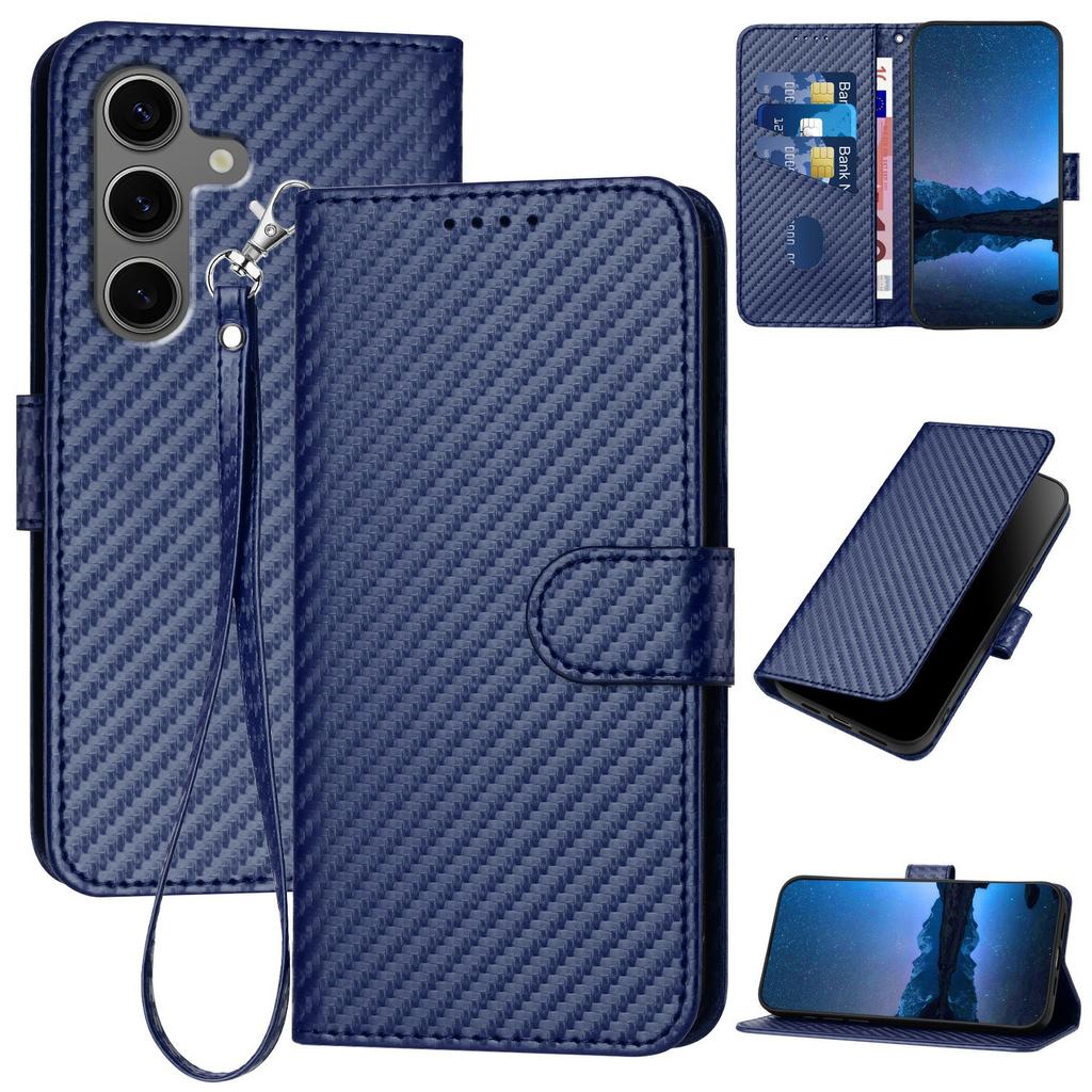 YX0070 For Samsung Galaxy S25+ Wallet Case Carbon Fiber Texture Leather Cell Accessories Phone Cover