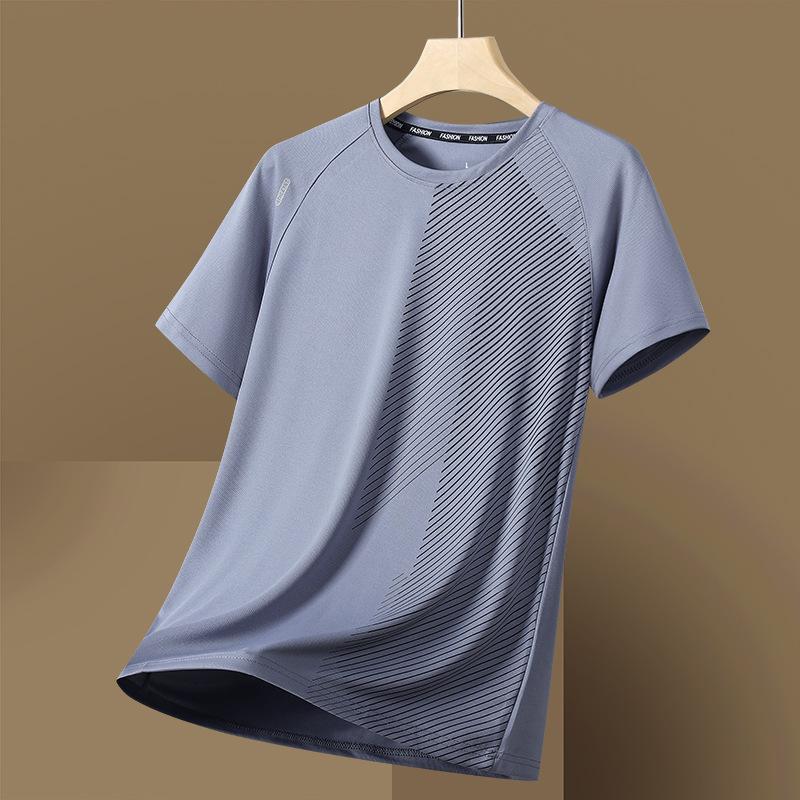 Short-sleeved T-shirt For Men, Loose Sports Top, Versatile Thin Half-sleeve Quick-drying Ice Silk T-shirt For Men