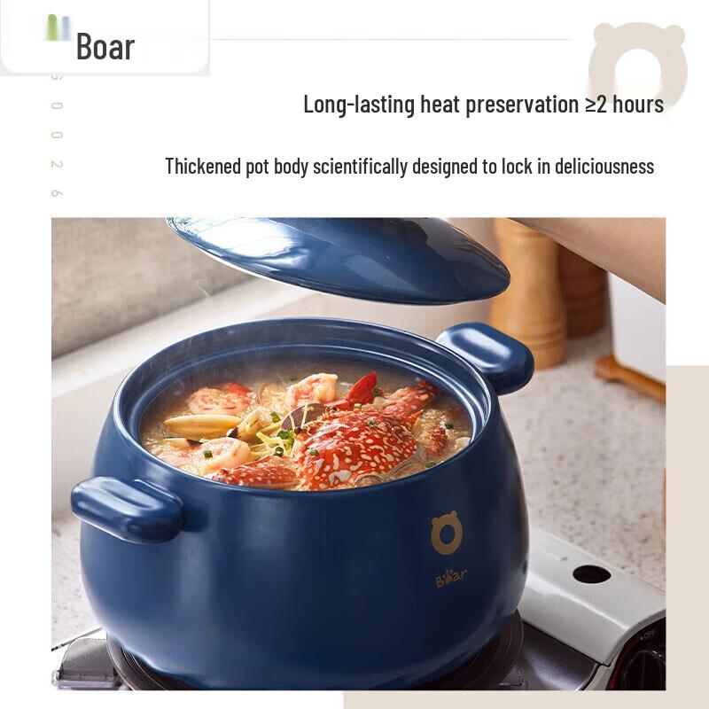 Bear 3.5L Heat-Resistant Ceramic Casserole Pot