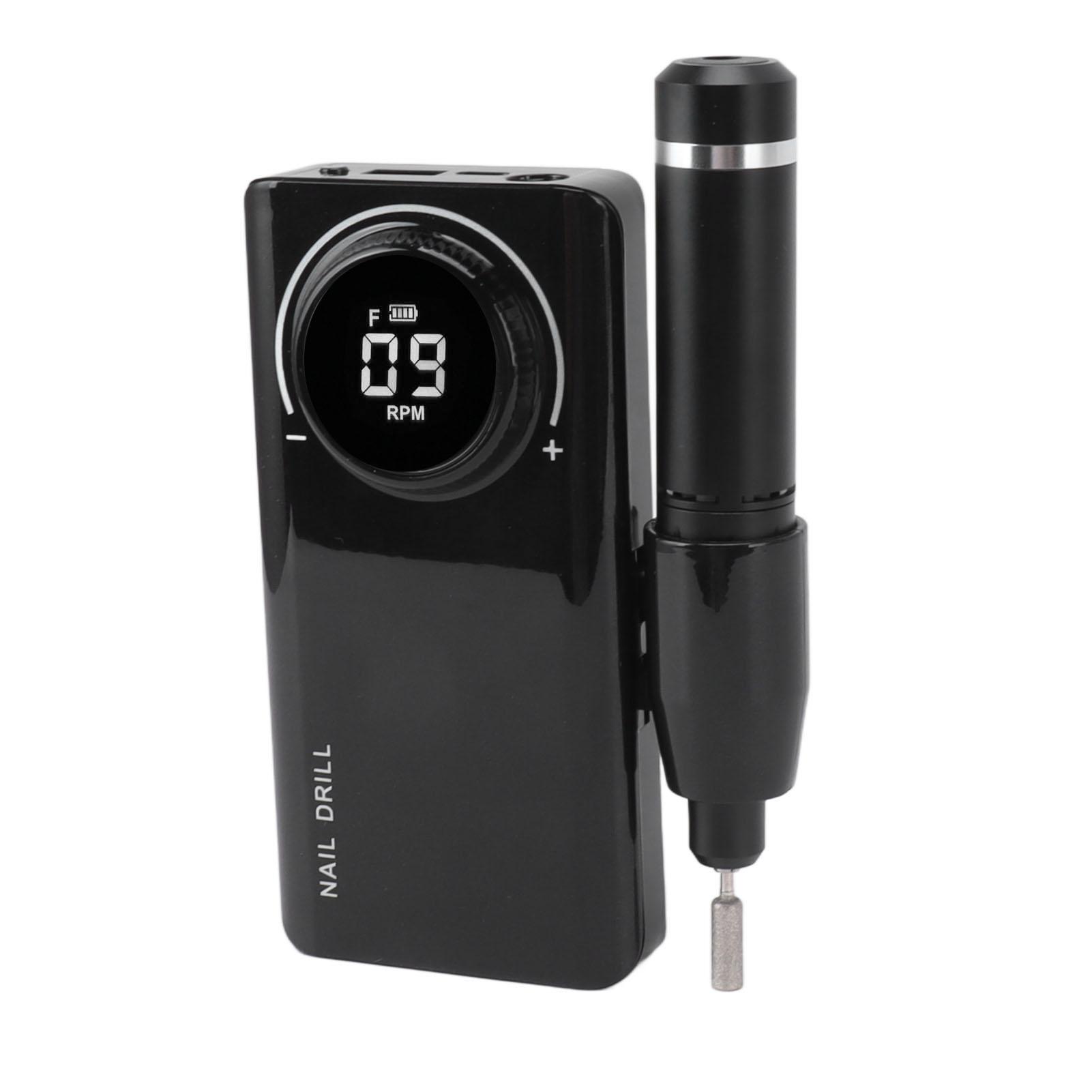 

Электрическая дрель для ногтей 35000 об/мин со светодиодным дисплеем, перезаряжаемая шлифовальная машинка для полировки ногтей, черная чёрный