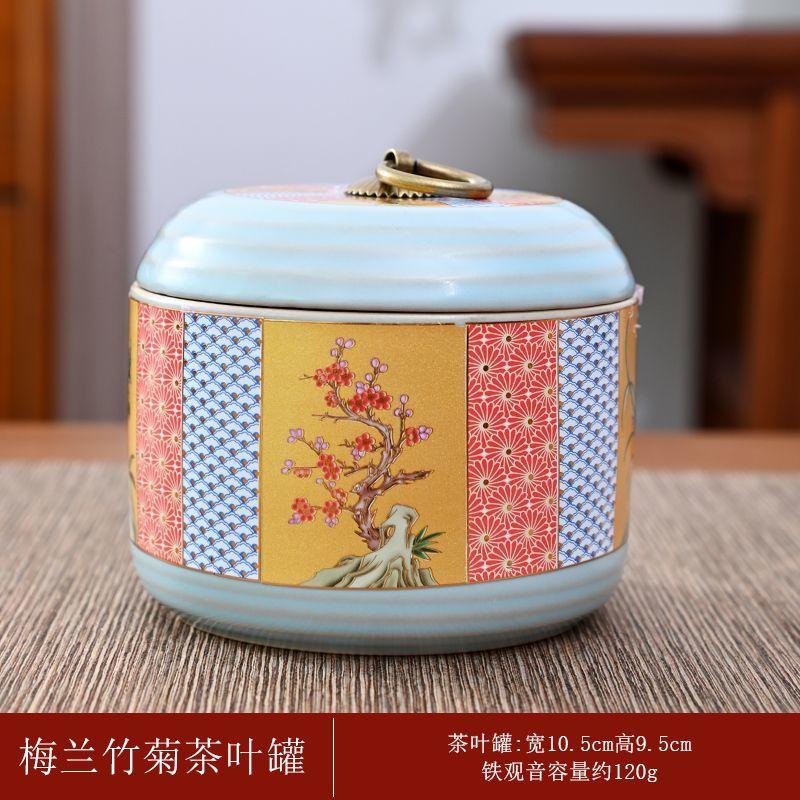 Creative Painted Ceramic Tea Jar Flower Sealed Candy Jar Kitchen Moisture Proof Nuts Coffee Bean Medicinal Herb Storage Box New