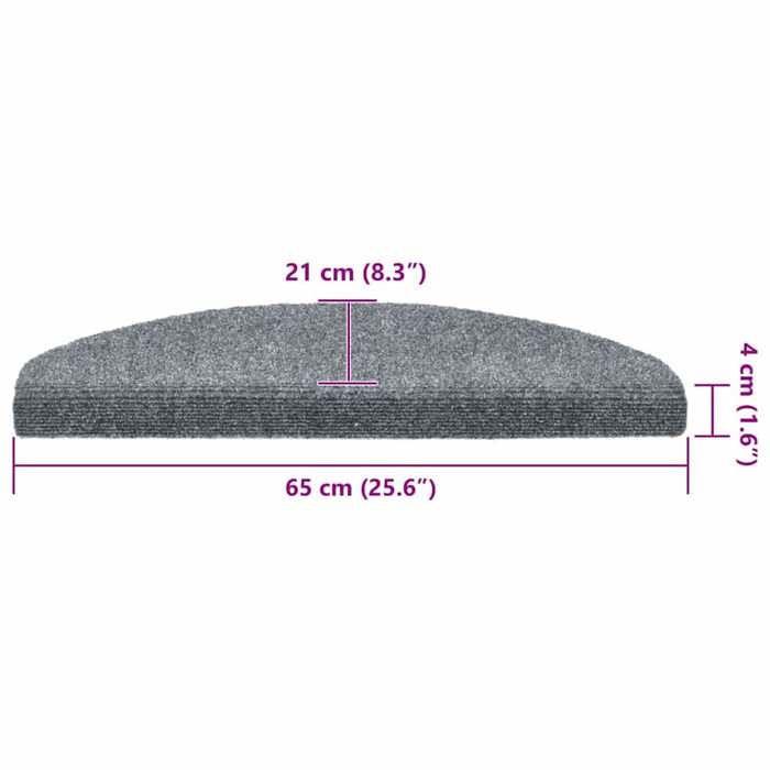 VidaXL Tapis d'escalier autocollants 30 pièces 65 x 21 x 4 cm Gris clair Demi-rond Grand 3365658
