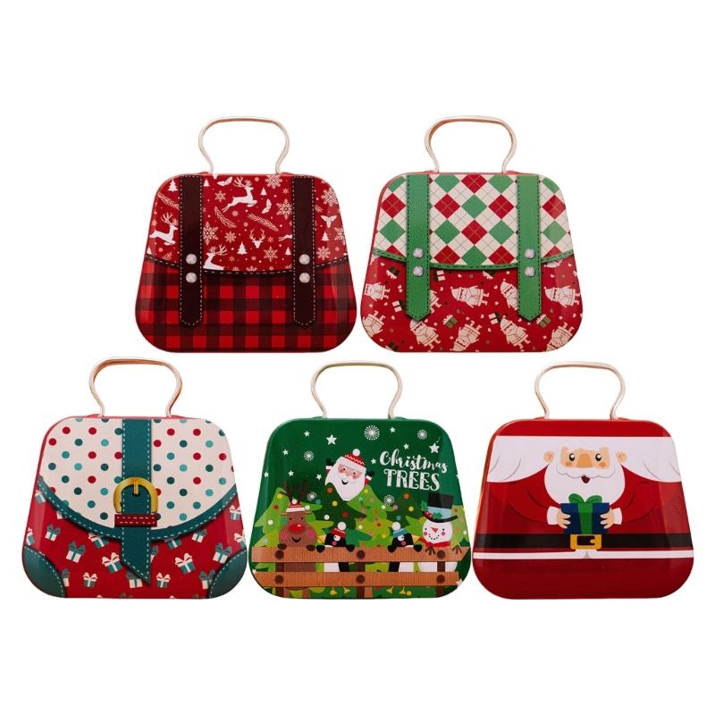 Holiday Themed Metal Carry Case Christmas Theme Tin Carry Holder for Gifts and Trinket with Convenient Handle