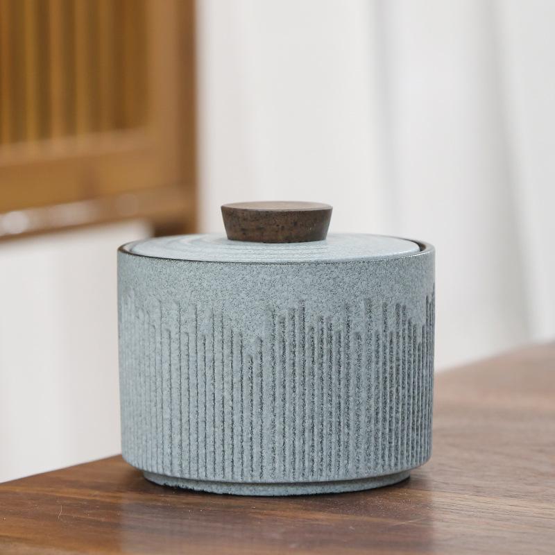 Ceramic Small Tea Caddy Jars Coffee Can Portable Kitchen Tea Can Snacks Sealed Jars Decor Storage Tank Food Organizer Candy Jars