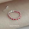 Cuiyan Shijie S925 Silver Korean Style Red Rope Drawstring Ring - Simple Handmade Women's Woven Jewelry