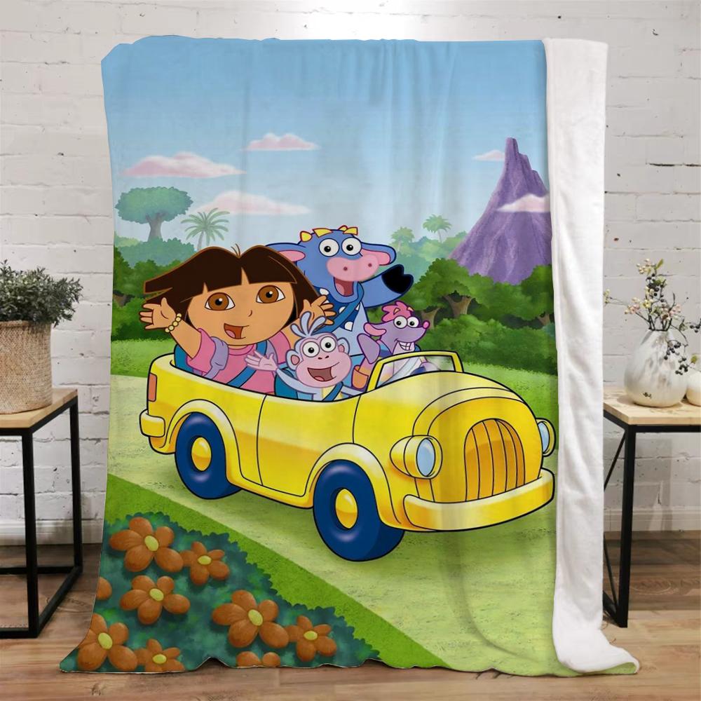 Dora the Explorer Cotton Blanket for Sofa Decoration Luxury Blankets King Size Bed Throw Home Interior Beach Towel Knitted Plaid