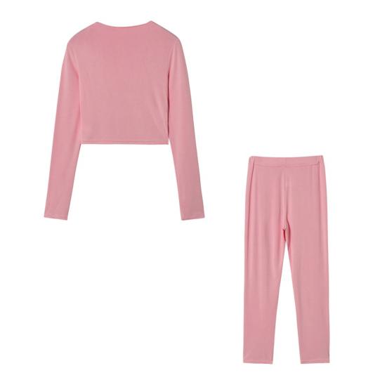 Casual Workout Two Piece Outfits for Women Long Sleeve Crop Top High Waisted Legging Pants Set Slim Fit Jogger Track Suits