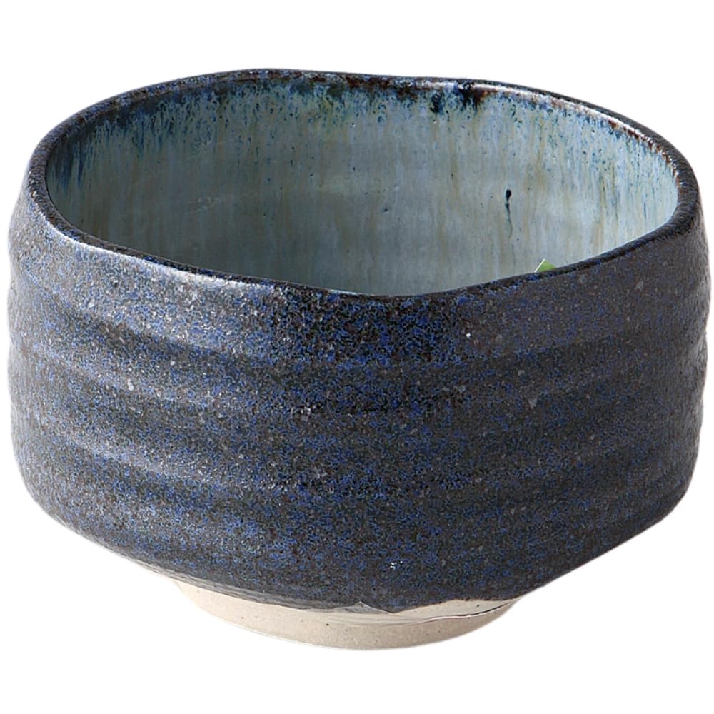 Ale-net Matcha Bowl, W11.8 x D11.8 x H8cm, Blue Oil Droplet Matcha Bowl, Ceramic, Mino Ware, Made in Japan
