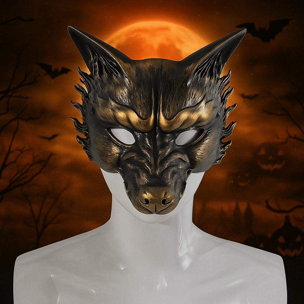 Half Face Halloween Mask Animal Cosplay Mask Punk Masquerade Mask  Men