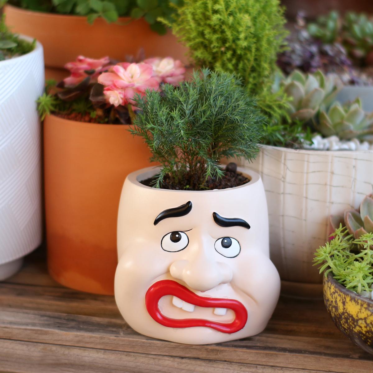 

1 large mouthed runny nose flowerpot, fun flowerpot ornament, flowerpot nostrils with drainage holes, novel gift