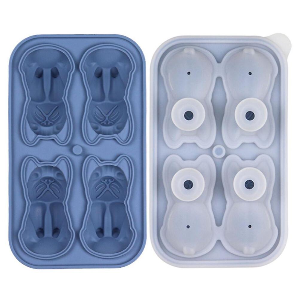 (Blue) Bulldog Ice Cube Tray Bulldog Shaped Ice Cube Mold Silicone Ice Cube Tray
