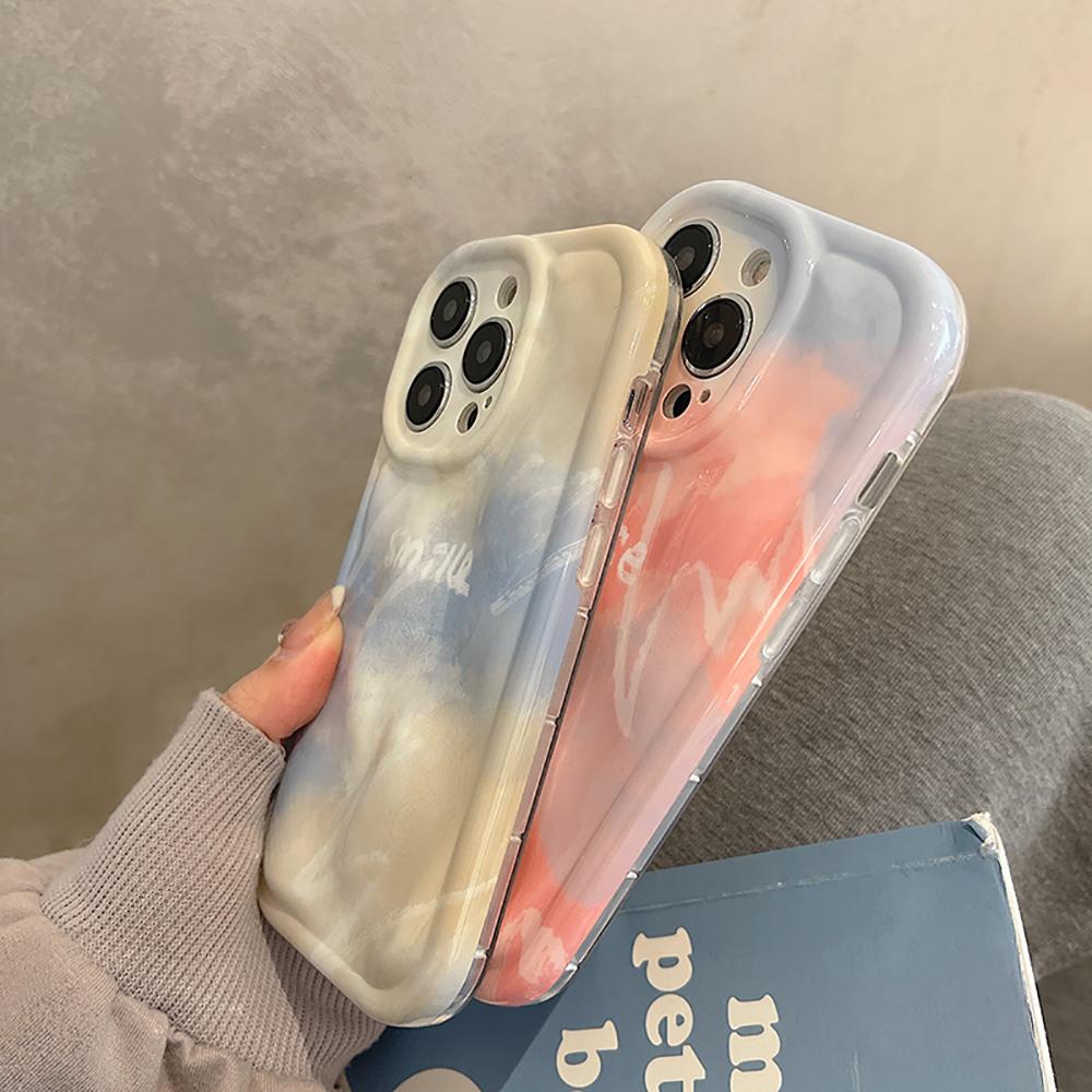 Gradient Color 3d Meteorite Pattern Letters Shockproof Phone Case For Iphone 14 11 12 13 Pro Max Lovely Soft Back Cover Case