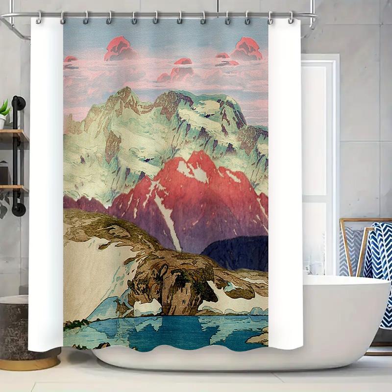 

Japanese Wave Shower Curtain Ocean Beach Blue Art Print Bathroom Decor Washable Liner Fabric W60H190(CM)-1 Pcs