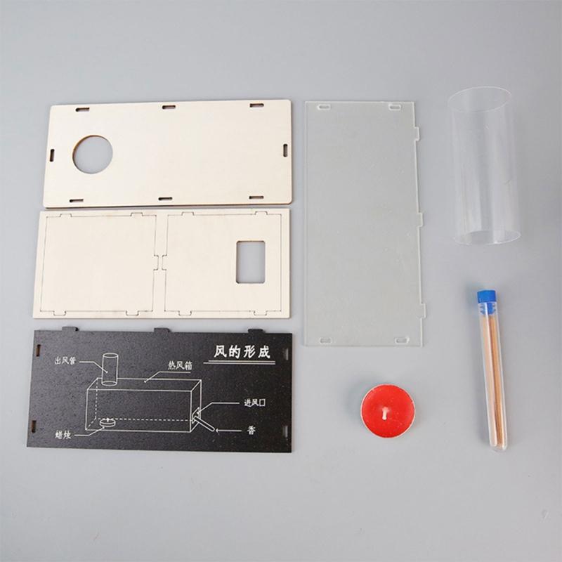 Wind Formation Demonstration Apparatus With Wooden Slotted Box and Clear Outlet Tube, Hands-On Airflow Science Activity for Classroom Learning