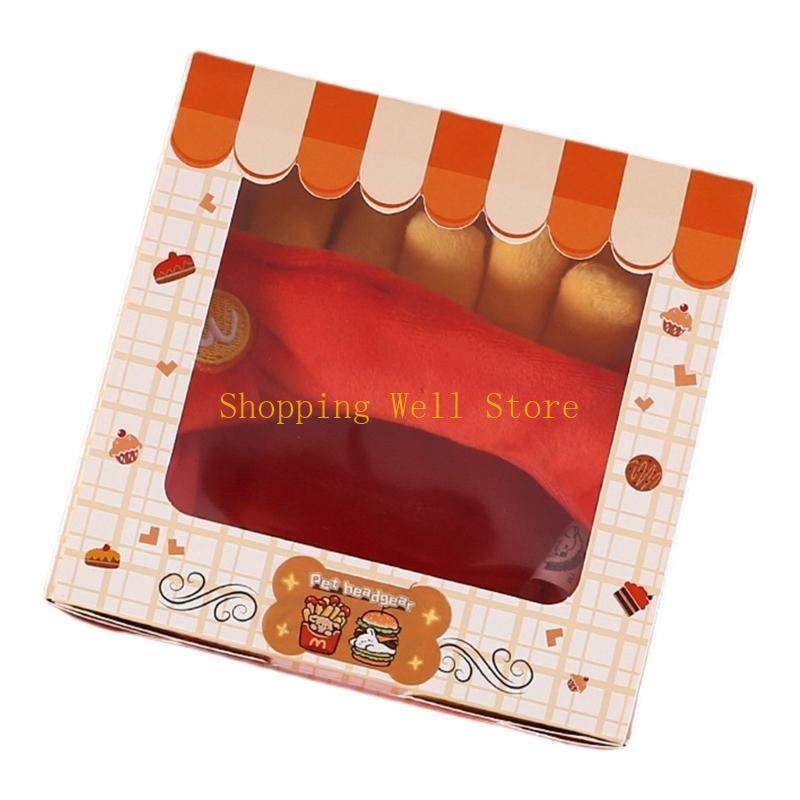 KX4B Plush Pet Hamburger Hat for Ear and Head Protections Halloweens Fun Dog Hat for Small Dogs Cats Warm Winter Headgear Hat