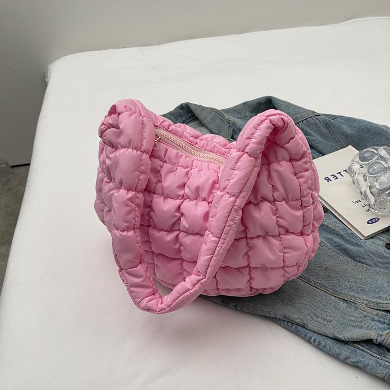 Korean Style Cloud Pleats Cotton Jacket Bag for Girls - Versatile Large Capacity Dumpling Shoulder Handbag