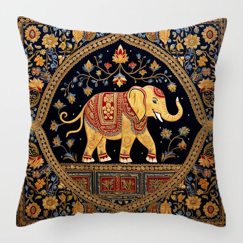 VIKAMA Boheemse Stijl Kussensloop Woonkamer Bank Olifant Bedrukt Kussensloop Kussenhoes Huisdecoratie 30x30cm