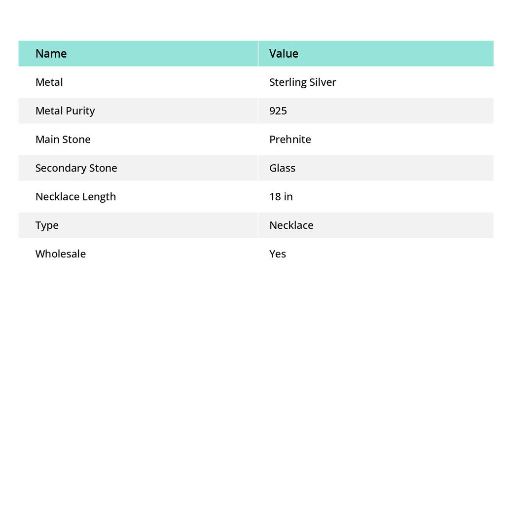 Natural Prehnite, Glass Gemstone 925 Sterling Silver Gift Necklace 18" P0k98