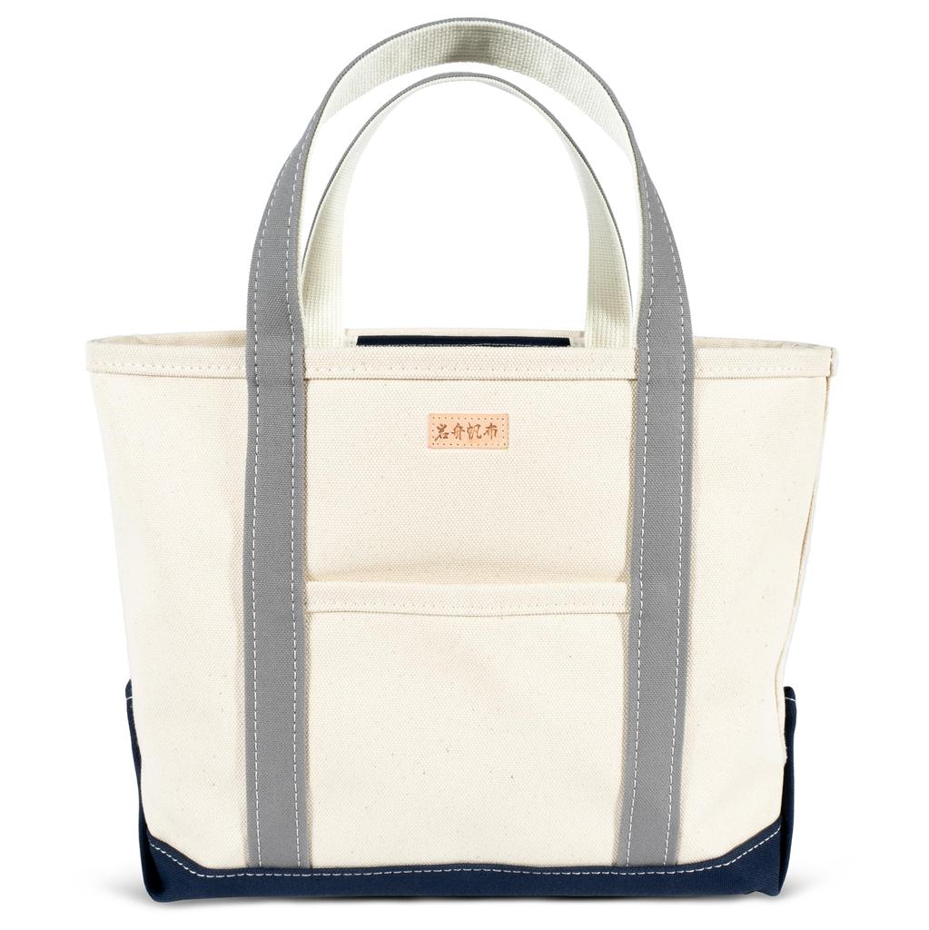 Iwafune Canvas Tote Bag Canvas Bag for Women Large Capacity Large Made In Japan Made In Japan Ship and Rock Basic Tote X Navy (Gray Blue)