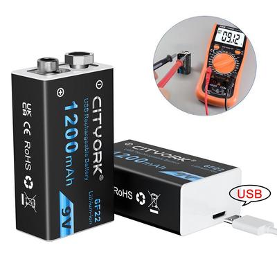 9V USB Akku 9V 1200mAh 6F22 Li-Ion Akku USB Batterien Für Multimeter Metall Detektor elektrische gitarre