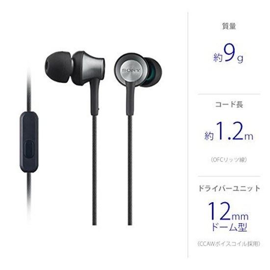 Sony Earphones MDR-EX650AP Canal-type brass housing microphone Black MDREX650AP BQ