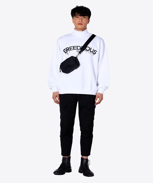 Greedius Logo Print Turtleneck Long Sleeve T-Shirt White/34 (Xs)