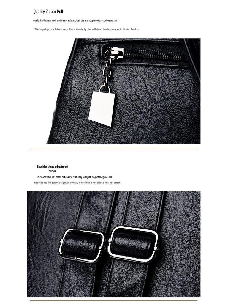 Mochila de Viagem Feminina de Couro Macio de Grande Capacidade - Versátil Bolsa Estudantil Casual Nova 2025