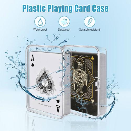 Elesunory Plastic Playing Card Box, Snap-Closed Poker Game Deck Holder, Holds 16 Standard Size Card Games