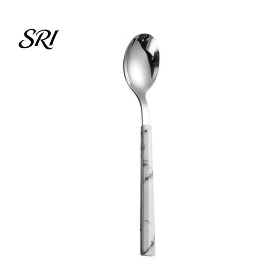 Stylish Dining Utensils Stainless Steel Tableware Set 5 Piece Ergonomic Marble Handle Flatware Includes Steak Knife Fork Spoon Coffee Durable And for