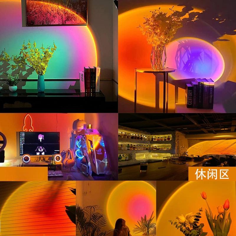 1Pc Smart Remote Control Sunset Light Sunset Ambient Light Internet Celebrity Live Broadcast Background Sunset Light Sunset Rainbow Projection Light