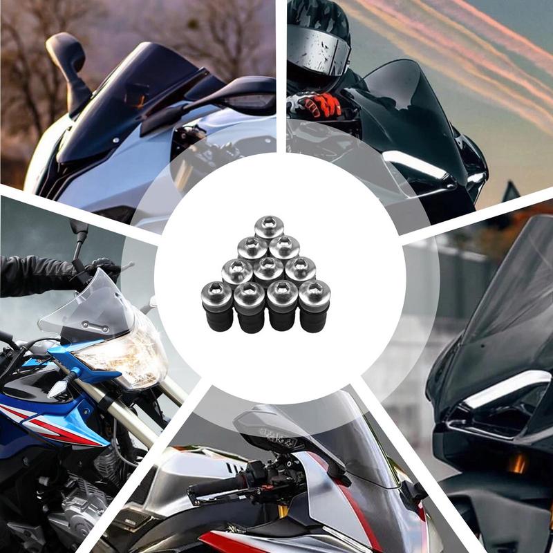 Motorsykkel frontruteskruer festeelementer kåpesett 5 mm frontruteskruer muttere kåpeboltsett skruer festemidler 10 stk.