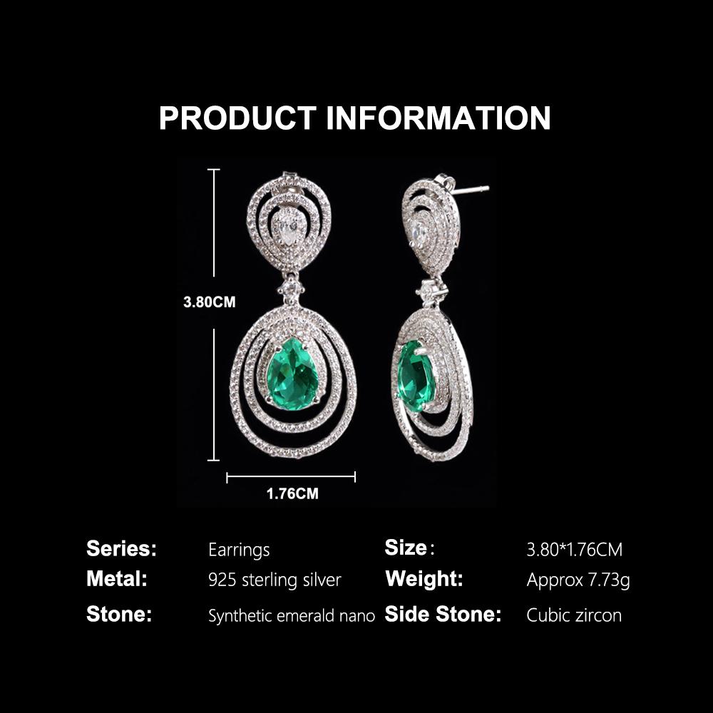 Luxus S925 Silber lange Ohrringe 4,20 Karat Zuchtperle 7*9mm Smaragd Nano Schmuck für Jahrestag und Bankettparty Geschenk für Damen