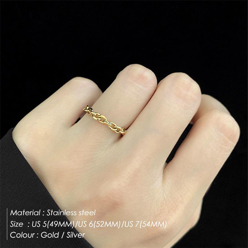 eManco 3MM Gold-Plated Stainless Steel Fashion Ring for Women